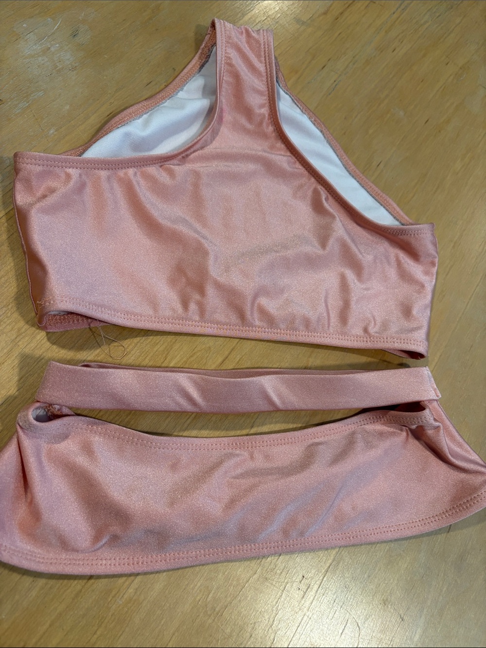 Fashion Nova Pink Shimmer Strapless Bikini Set